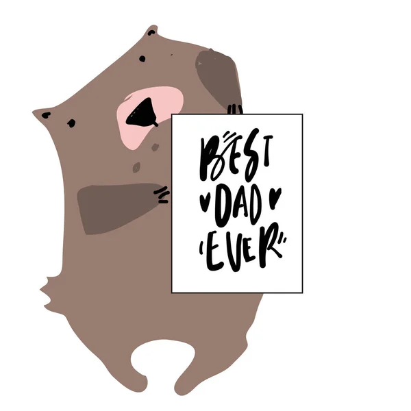 Mejor Padre Todos Oso Ilustración Plana Tarjeta Del Día Del — Vector de stock