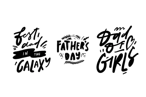 Legjobb Apa Galaxisban Apák Napja Lányok Apukája Kézírásos Illusztráció Design — Stock Vector
