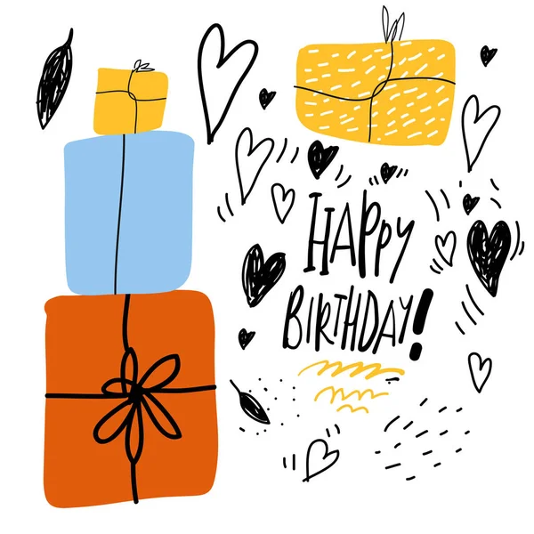Alles Gute Zum Geburtstag Handschrift Geburtstagskartenillustration Für Ihr Design — Stockvektor