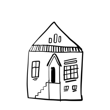 Tasarımınız için ev çizimi. Küçük el çizimi çizgi çizimi