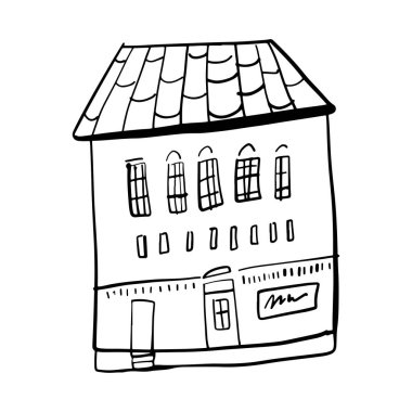 Tasarımınız için ev çizimi. Küçük el çizimi çizgi çizimi