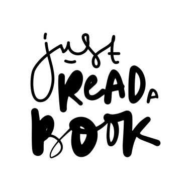 Sadece bir kitap oku. Kitapla ilgili el yazısı çizimleri. Kütüphane ve kafe için alıntılar