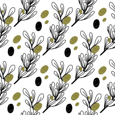 Tasarımınız için el çizimi zeytinsiz desen. Kusursuz arkaplan