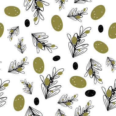 Tasarımınız için el çizimi zeytinsiz desen. Kusursuz arkaplan