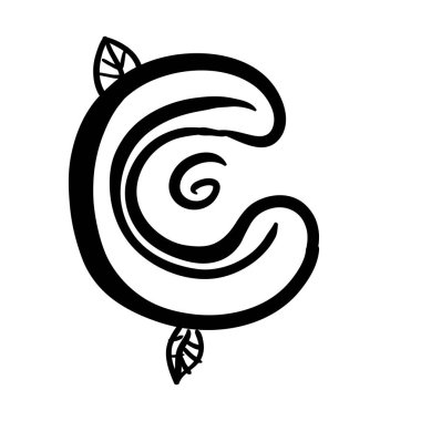 Çiçek tasarımı harfleri. Tasarımınız için el çizimi illüstrasyon C harfi