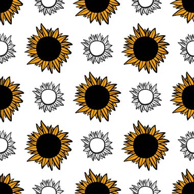 Tasarımınız için klasik ayçiçeği dijital arka planı. Kusursuz desen
