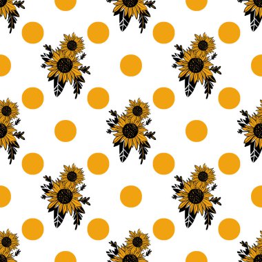 Tasarımınız için klasik ayçiçeği dijital arka planı. Kusursuz desen