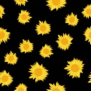Tasarımınız için klasik ayçiçeği dijital arka planı. Kusursuz desen