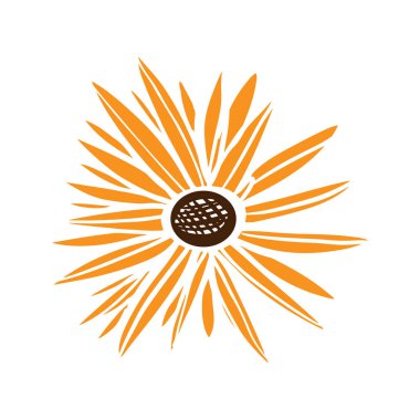 Ayçiçeği dijital tasarımı. Vektör çizimi. Düz Çizim