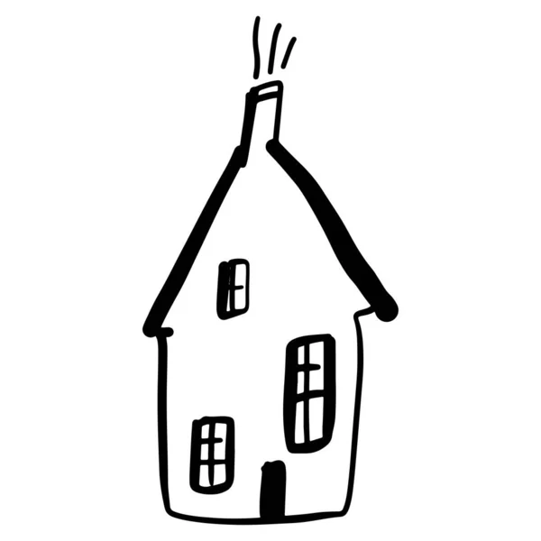 Domácí Ilustrace Pro Váš Design Malý Ručně Kreslený Výkres Budovy — Stockový vektor