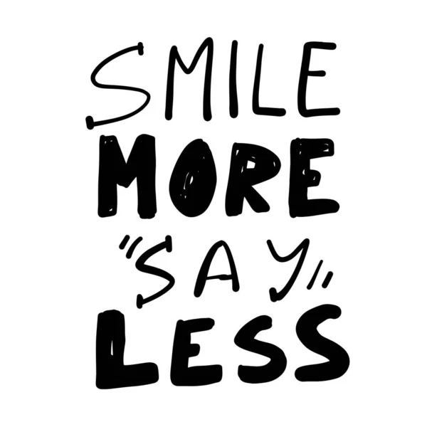 Sorridi Più Dillo Meno Meno Più Poster Con Scritte Mano — Vettoriale Stock