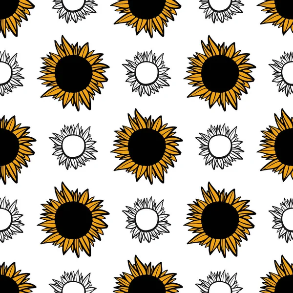 Tasarımınız için klasik ayçiçeği dijital arka planı. Kusursuz desen