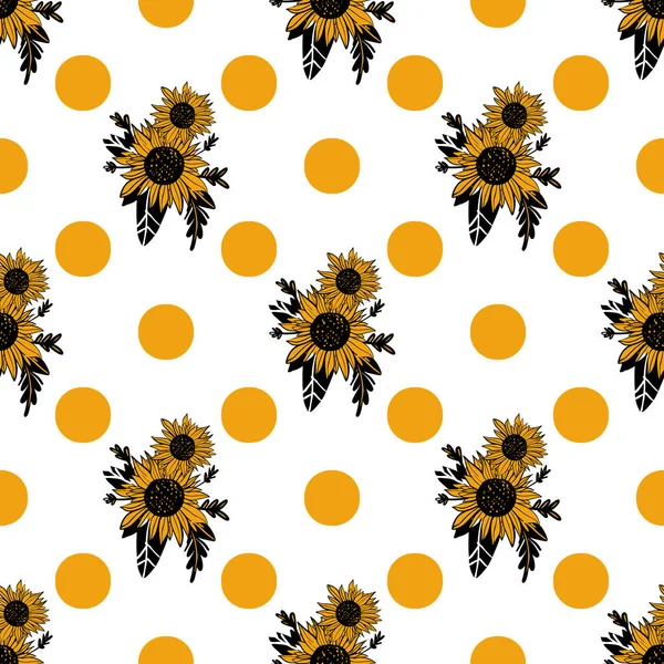 Tasarımınız için klasik ayçiçeği dijital arka planı. Kusursuz desen
