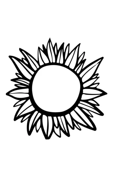 Ilustración Girasol Dibujado Mano Monograma — Archivo Imágenes Vectoriales