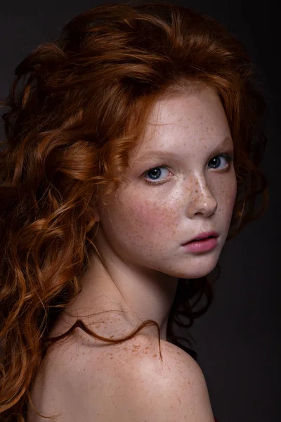 Hermoso retrato de una adolescente pelirroja . Fotos De Stock Sin Royalties Gratis