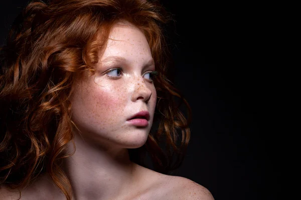 Hermoso retrato de una adolescente pelirroja . Fotos De Stock