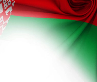 Beyaz arkaplan. Beyaz bayrak ile karışık kumaş.