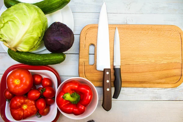Conjunto Verduras Diversas Productos Alimenticios Saludables Tomates Pimiento Dulce Col — Foto de Stock