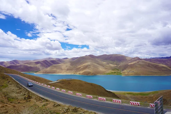 Lago Yamdrok Yumtso Uno Dei Tre Laghi Sacri Più Grandi — Foto Stock