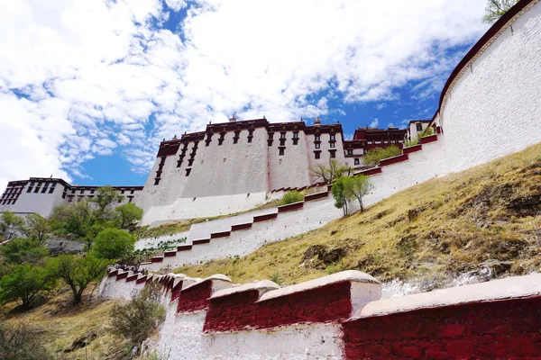 Die Mauer Des Potala Palastes Lhasa Tibet — Stockfoto