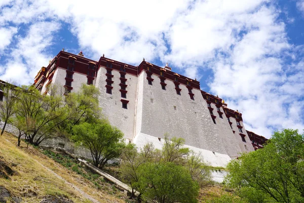 Die Mauer Des Potala Palastes Lhasa Tibet — Stockfoto