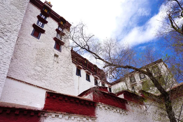 Parede Palácio Potala Lhasa Tibete — Fotografia de Stock
