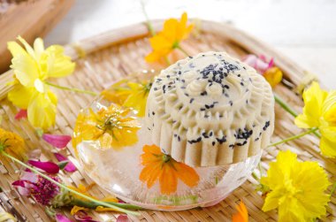  Siyah susam buz Mooncake, Çin Orta Sonbahar Festivali gıda.