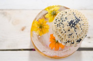  Siyah susam buz Mooncake, Çin Orta Sonbahar Festivali gıda.
