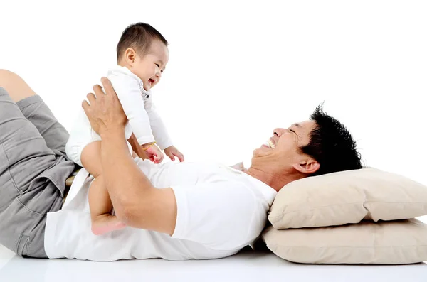 Asiatico Padre Giocare Con Suo Bambino Ragazzo — Foto Stock