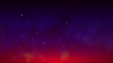 Ve duman gece gökyüzünde uçan sparks, aydınlık ile karanlık mavi gökyüzü arka plan, kıvılcım Yanan köz duman, kesintisiz döngü ile birlikte taşıma