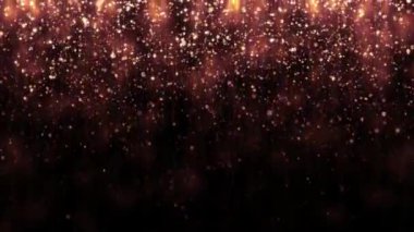 Altın glitter düşen parçacıkları ile arka plan. Güzel tatil arka plan sigorta primi tasarım şablonu. Sihirli ışıkla altın parçacık düşüyor. Sorunsuz döngü