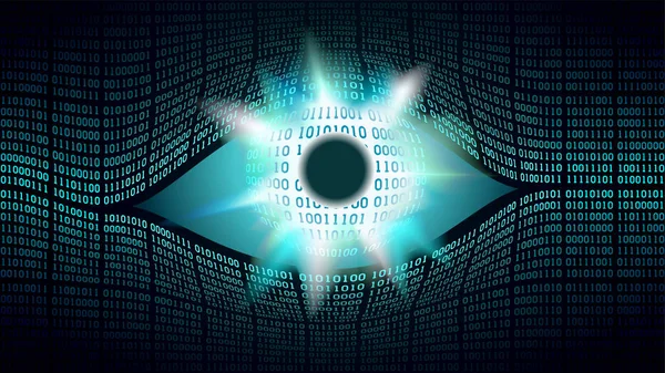 Концепція електронних очей великого брата, технології глобального спостереження, безпека комп'ютерних систем та мереж — стоковий вектор