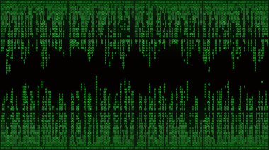 Abstract cyberspace with digital falling lines, binary code background. Big data, artificial intelligence, neural network digital technology concept. Matrix background, frame clipart