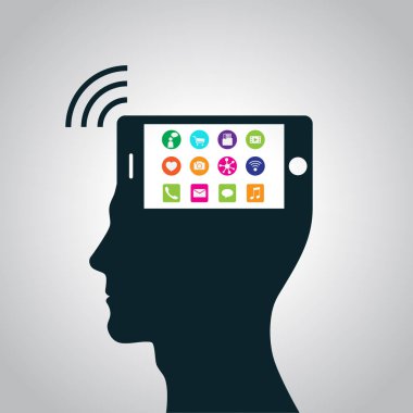 Akıllı telefon bir insan kafasının bir parçası haline gelmiştir bilinç yerini aldı