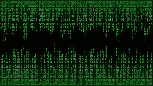 Abstraktní kyberprostor s digitálními padajícími linkami, pozadí binárního kódu. Velké údaje, umělá inteligence, koncept digitální technologie v neuronové síti. Pozadí matice, rám — Stockový vektor