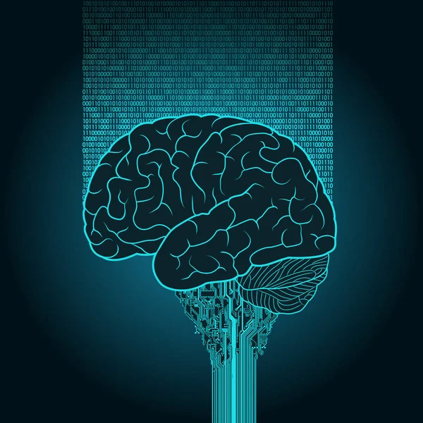 大脑连接到电子设备和云服务。机器人的概念 — 图库矢量图片