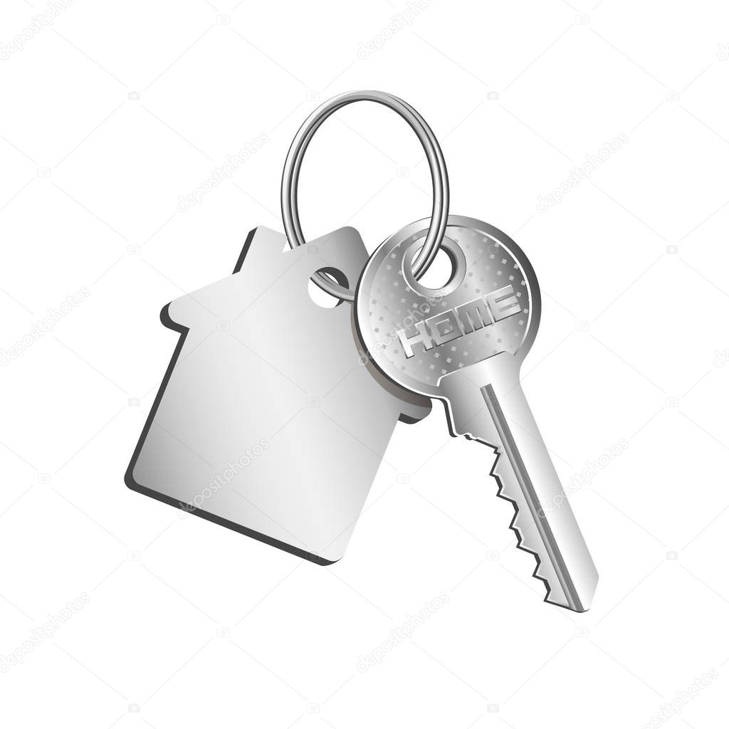 Key Door House On The Ring With A Key Fob Concept Of Sale