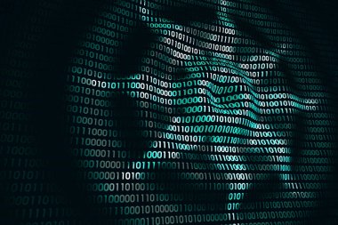 Cyberspace soyut dijital duvar üzerinde dairesel dalgalar, ikili dijital arka plan. Büyük veri, yapay zeka, sinir ağı, bulut hizmeti kavramı