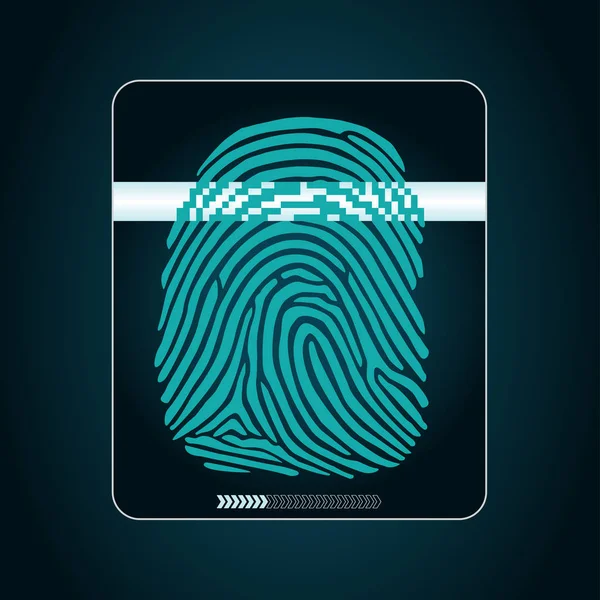 指纹扫描系统 - 生物识别安全装置.个人数据保护技术、访问控制 — 图库矢量图片