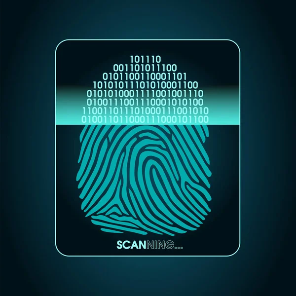 개인 정보 보호 기술, 액세스 제어. 지문 스캔-디지털 생체 인식 보안 시스템 — 스톡 벡터