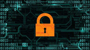 İkili kodlu soyut fütüristik elektronik devre kartı, bilgisayar dijital teknoloji arka planı, çerçeve