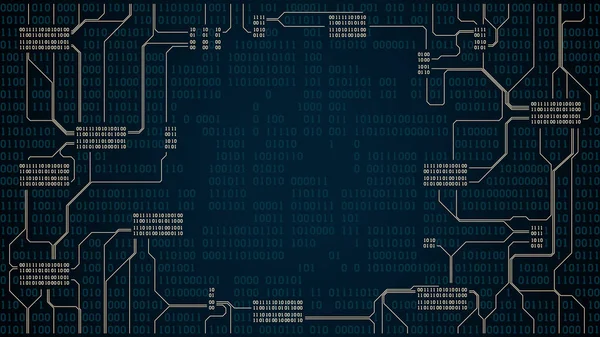Анотація електронної плати з двійковим кодом, фоном комп'ютерних цифрових технологій, рамкою — стоковий вектор