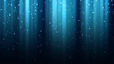 Işık ışınları ile Soyut mavi arka plan, aurora borealis, parıltılar, gece yıldızlı gökyüzü parlayan