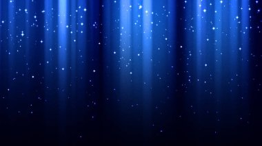 Işık ışınları ile Soyut koyu mavi arka plan, aurora borealis, parıltılar, gece parlayan yıldızlı gökyüzü