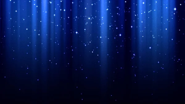 Blå abstrakt bakgrund med ljusstrålar, gnistrar, norrskenet, natt stjärnhimmel — Stockfoto