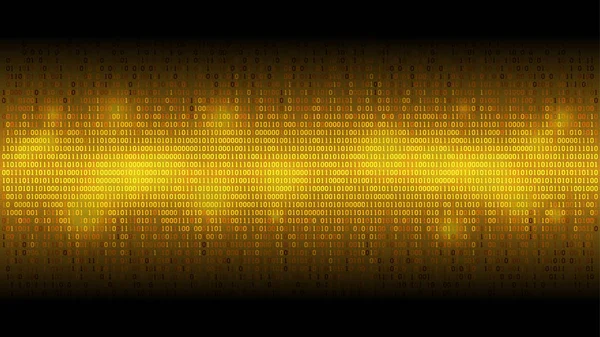 Glowing binary code golden abstract background, glowing cloud of big data, stream of information — Stock Vector