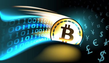 Parlayan ikili iz ile altın kripto para bitcoin dijital para dönemi açılır