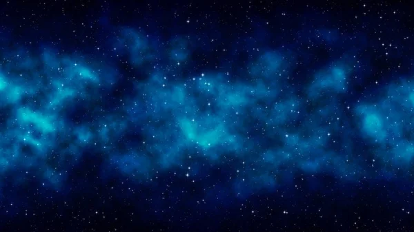 Cielo estrellado nocturno, fondo azul espacial con estrellas brillantes, nebulosa — Foto de Stock