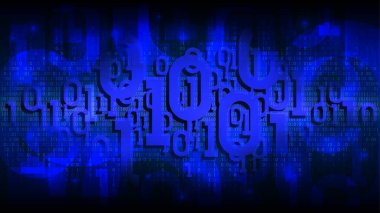 İkili kodlu matris mavi arka plan, soyut fütüristik siber alemde gölge dijital kod, büyük veri bulutu
