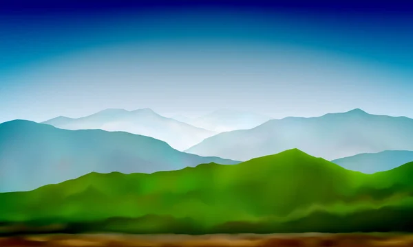 Paisaje de montaña. Fondo abstracto de la naturaleza. Montaña verdes colinas paisaje. Vector fondo colorido — Vector de stock